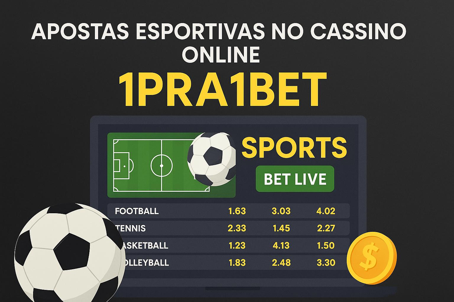 Aposte em apostas esportivas no cassino online 1PRA1BET